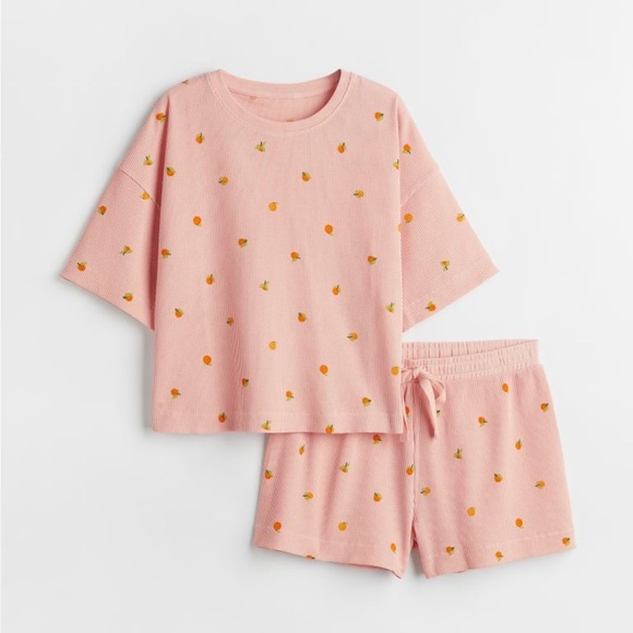 H&M Other - H&M | Pink Two Piece Pajamas Set With Oranges Size Medium